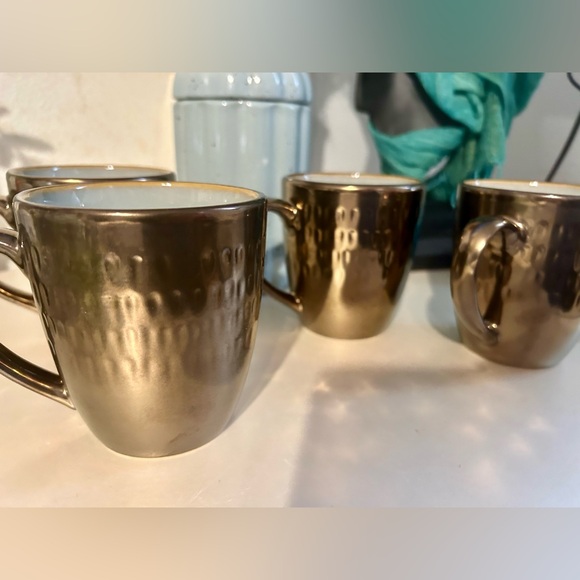 4 Food Network “Angelica” bronze, metallic mug with light blue inside. 4” - Picture 8 of 15